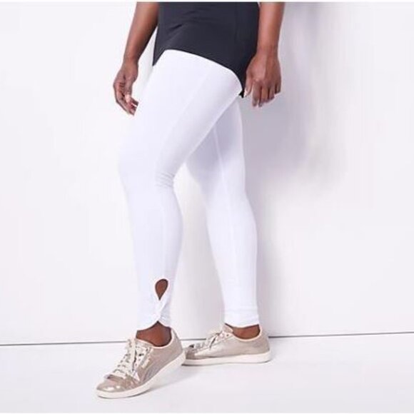 NEW Women With Control Twist Hem Leggings Womens 1XT White Tall Slimming BB11X - Picture 1 of 6